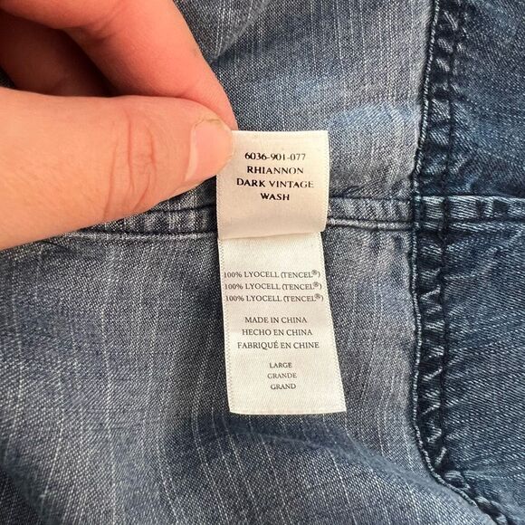 Rails Rhiannon Tie-Neck denim Chambray Dress size large - Picture 12 of 14